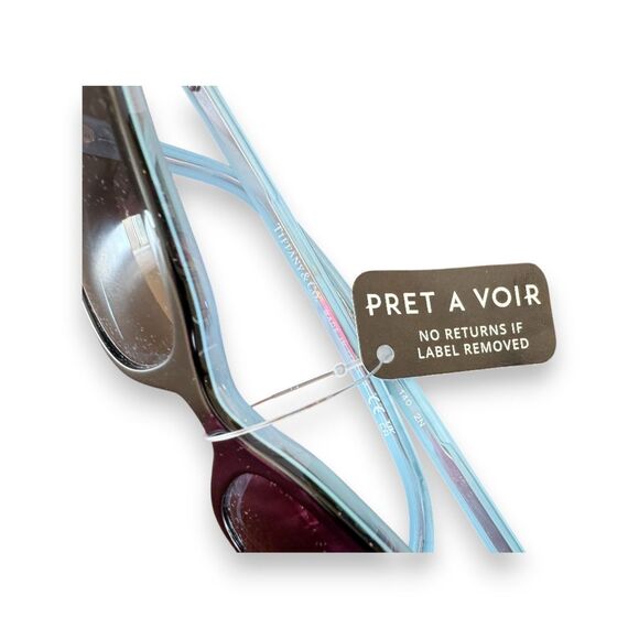 Tiffany & Co Cat Eye Sunglasses Blue Gradient Lens Black Frame TF4105HB NIB - Picture 4 of 7